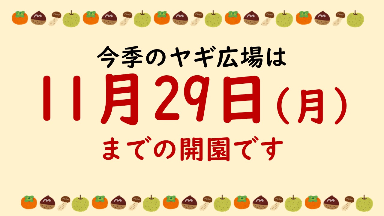 今季は11月29日までの開園です